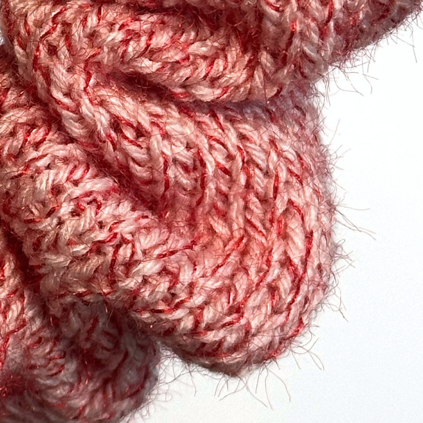 XL Ruffled Candy Cane Knit Scrunchie – Handmade Holiday Hair Accessory
