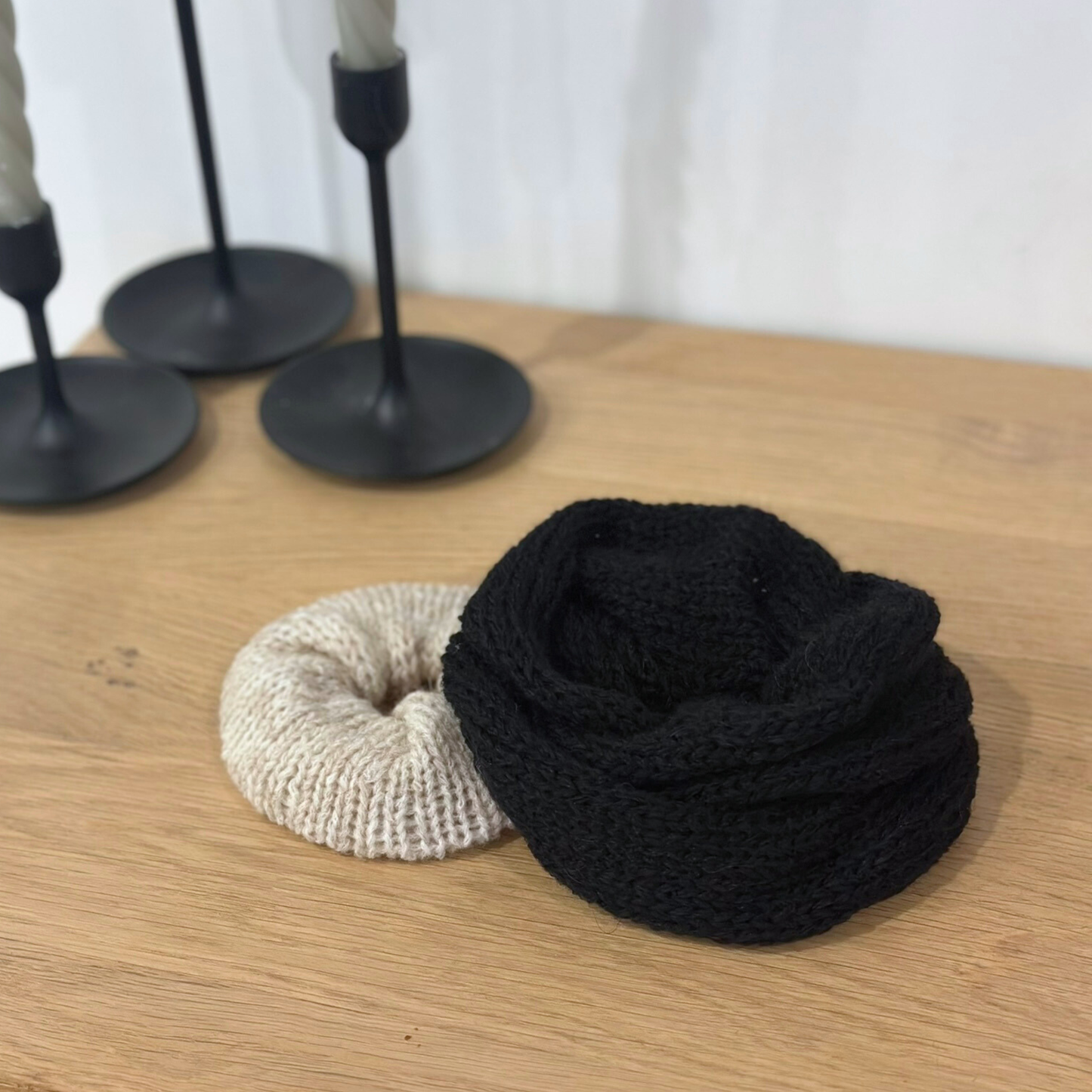 Handmade Knit Scrunchie Gift Set – Merino & Alpaca | Australian Native Bloom Collection | Reusable Cotton Gift Bag