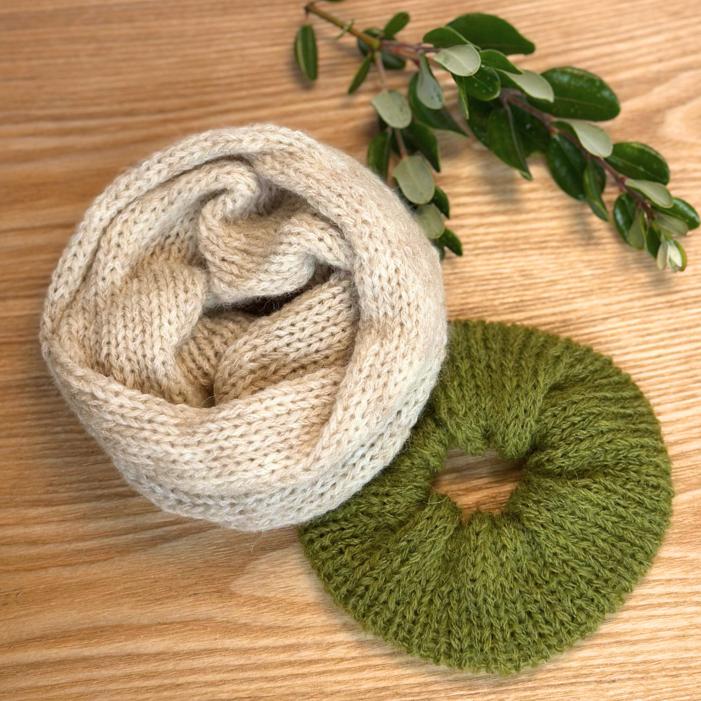 Handmade Knit Scrunchie Gift Set – Merino & Alpaca | Australian Native Bloom Collection | Reusable Cotton Gift Bag