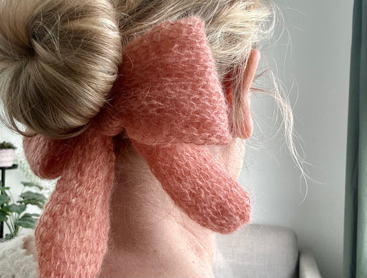 Knit mohair hair bow