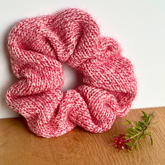 XL Ruffled Candy Cane Knit Scrunchie – Handmade Holiday Hair Accessory