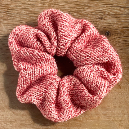 XL Ruffled Candy Cane Knit Scrunchie – Handmade Holiday Hair Accessory